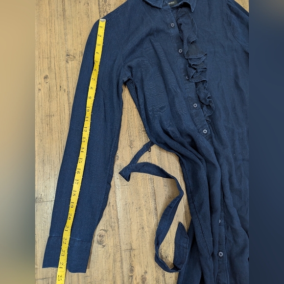Banana Republic Denim Ruffle Button Front Tie Waist Dress, Size 2 - Picture 9 of 10